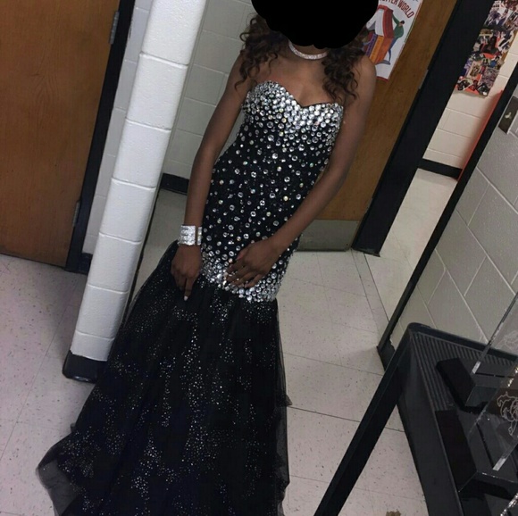 black bedazzled dress